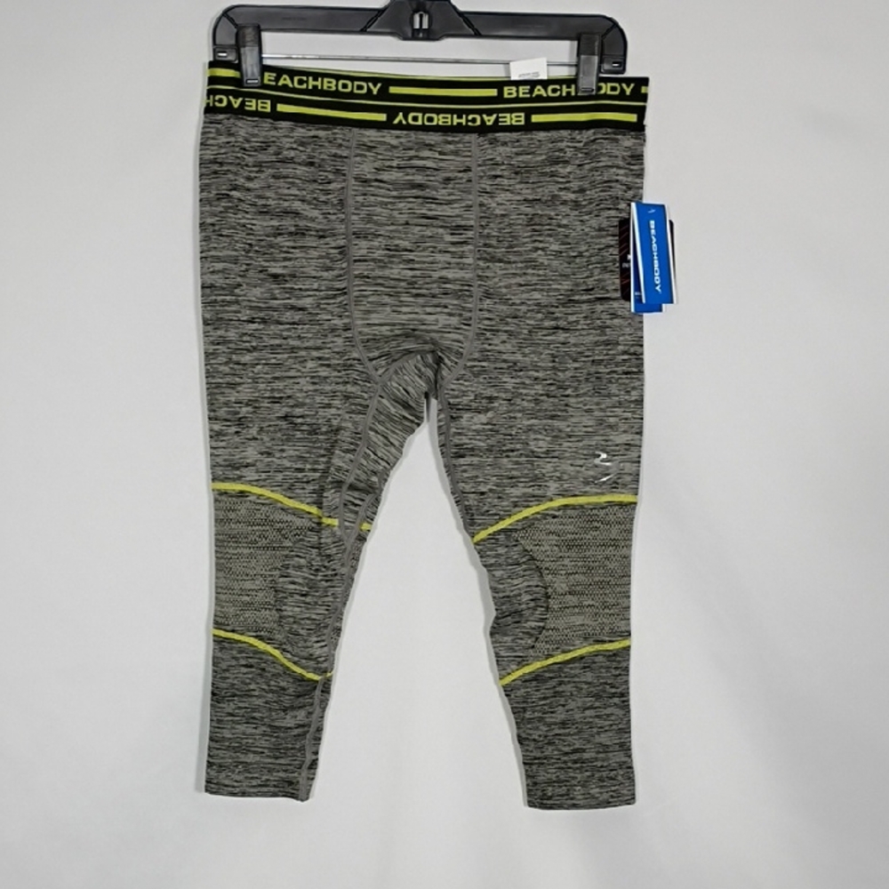 NWT Beachbody Grey Heather Mens Energy Cropped Seamless Tights Size XL w/ NILIT